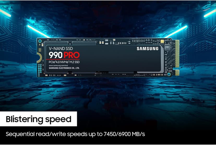 Samsung 990 PRO SSD NVMe M.2 PCIe Gen4, M.2 2280 Internal Solid State Hard Drive, Seq. Read Speeds Up to 7,450 MB/s for High End Computing, Gaming, and Heavy Duty Workstations, MZ-V9P2T0B/AM