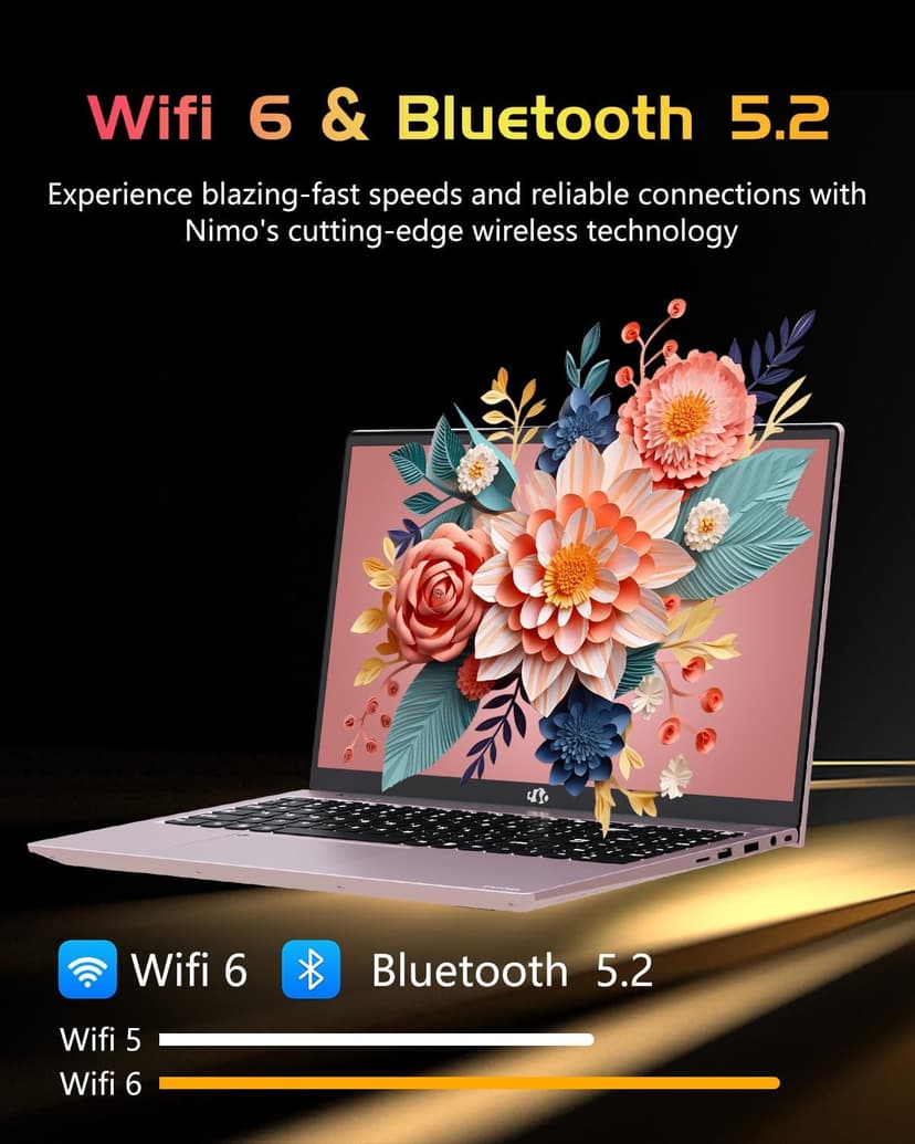 NIMO 15.6 FHD Student Laptop, 16GB RAM, 1TB SSD, Intel Pentium Quad-Core N100(Beat to i3-1115G4, Up to 3.4GHz), 2 Years Warranty, Backlit Keyboard, Fingerprint, Win 11, Rose Gold