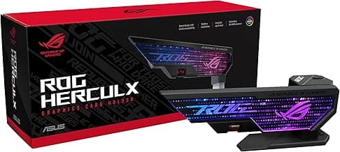 ASUS ROG Herculx Graphics Card Anti-Sag Holder Bracket (Solid Zinc Alloy Construction, Easy Toolless Installation, Included Spirit Level, Adjustable Height, Wide Compatibility, Aura Sync RGB)