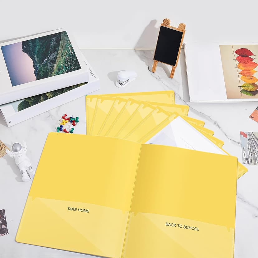 Henoyso 48 Pcs Folders Take Home Heavy Duty 2 Pocket Homework Folder for Students Parent Teacher Communication,11.8 x 9.45 Inch(Yellow)