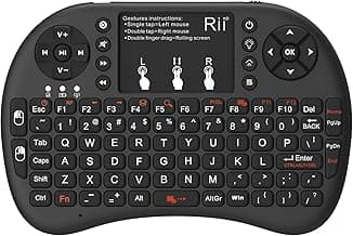 Rii 2.4GHz Mini Wireless Keyboard with Touchpad＆QWERTY Keyboard, Backlit Portable with Remote Control for Laptop/PC/Tablets/Windows/Mac/TV/Xbox/PS3/Raspberry Pi .(Black)