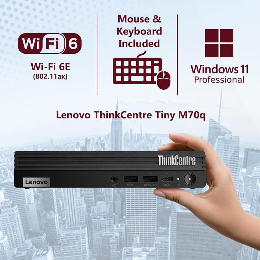 Lenovo ThinkCentre Tiny M70q Gen 5 Intel 14-Core i5-14500T (Beat i7-13700T), 32GB DDR5 RAM, 1TB NVMe, WiFi 6E, Bluetooth, RJ-45, DP Port, HDMI, W11P, Business Desktop