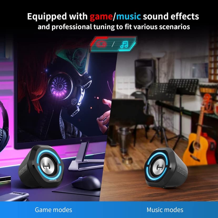Edifier Bluetooth 5.3 Gaming Speakers,10W PC USB Computer Speakers for Laptop Desktop 3.5mm aux Input Hecate G1000 Black