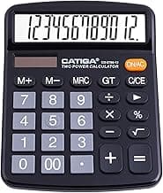 CATIGA 12 Digits Desktop Calculator with Large LCD Display and Sensitive Button, Dual Solar Power and Battery, Standard Function for Office, Home, School, CD-2786