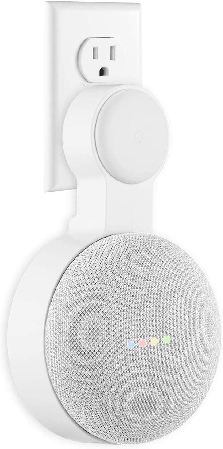 Google Home Mini Wall Mount Holder, Space-Saving Design AC Outlet Mount, Perfect Cord Management for Google Home Mini Voice Assistant 1st Gen Only (White,1 Pack)…