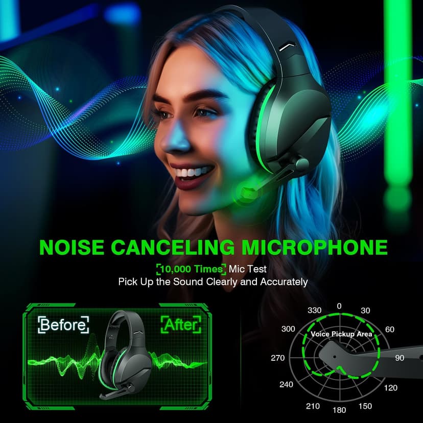 X3 Wireless Gaming Headset for Xbox Series X|S, PS5, PC, Mac, Switch – Bluetooth Headphones with Noise Cancelling Mic, 60H Playtime, Low Latency, Lightweight & Comfortable for Gamers