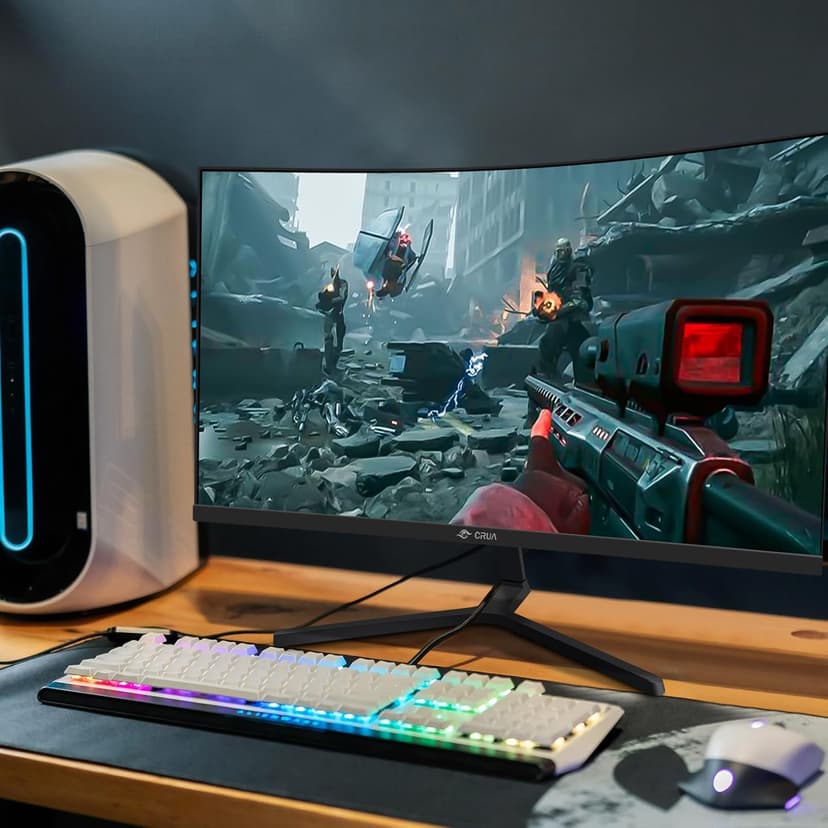 CRUA 24 Inch Curved Gaming Monitor, 144hz/165hz FHD 1080P Frameless Computer Monitor, PC Monitors Support AMD Freesync, 99% sRGB, DP, HDMI, Compatible Wall Mountable Installs-Black