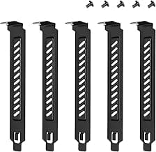 PCI Slot Cover with Screws for Computer PC Case Accessories, 5Pcs Hard Steel PCI Slot Covers Dust Filter Bracket Expansion Blank Plate Vented and Dustproof (120*20mm, Black, 5Pack)