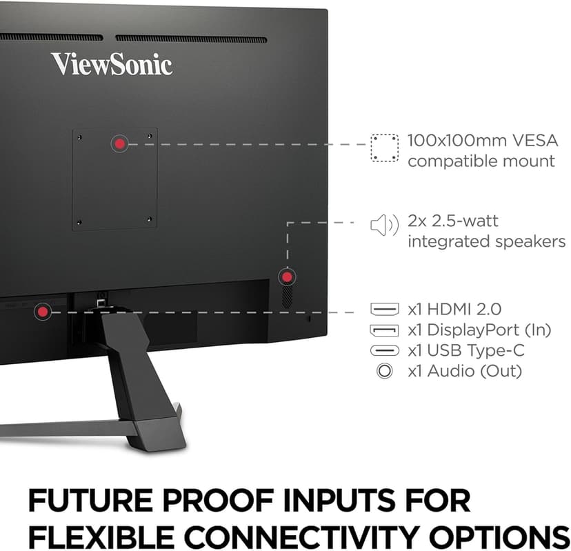 ViewSonic VX3267U-4K 4K UHD 32 Inch IPS Monitor with 65W USB C, HDR10 Content Support, Ultra-Thin Bezels, Eye Care, HDMI, and DP Input, Black