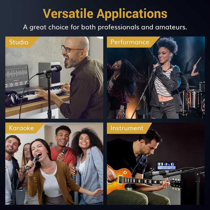 TONOR Professional Vocal Microphone for Singing, Dynamic Handheld Wired Karaoke Mic, Cardioid Studio Microfono with 4.5M XLR to 1/4" Cable, for Speakers/Mixer Machine/Amp/Speech/Karaoke and Outdoors