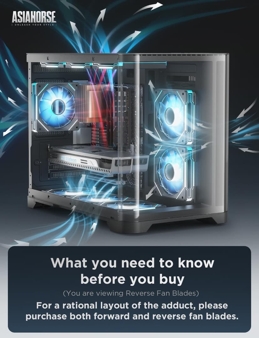 AsiaHorse AMICI-5GT RGB PC Fans, Infinity Mirror ARGB Fans HDB Bearing Fan Speeds Up to 1800 RPM with 24 LED Lights, Reverse Blade Fan Compatible Motherboard Aura SYNC (Not Wireless Connection)