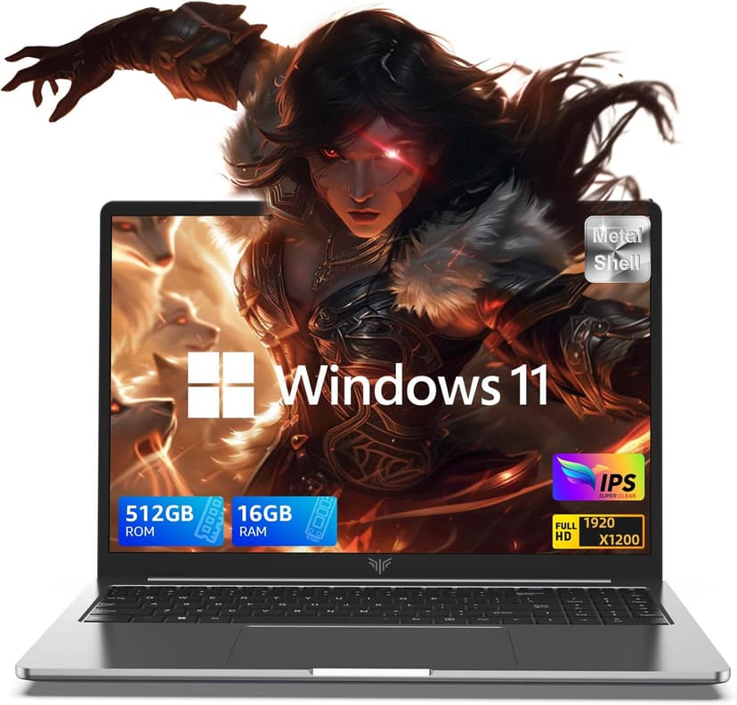 16.0-inch Gaming Laptop, 16GB DDR4 512GB SSD Laptop Computer, Windows 11 Laptop with 12th Quad-Core Processor(Up to 3.6GHz), 1920P FHD Display, WiFi 6, USB3.2, Type_C