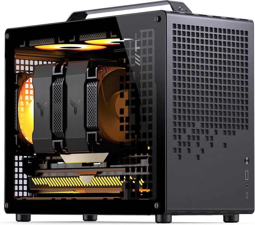 JONSBO/JONSPLUS Z20 Black Micro-ATX Mini Tower PC Case,with Detachable Carrying Handle, Mini Size, High-Performance Hardware Compatible, Support 240AIO, H160mm Cooler, Black