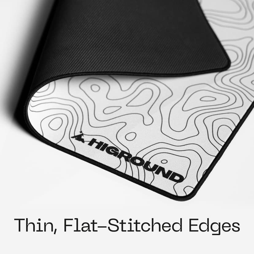 Higround SNOWSTONE Large Topograph Gaming Mousepad, Cool Medium Speed Desk Mousepad, Computer Mouse Mat, Flat Stitched Edge, Full Range of Motion, Non-Slip Rubber Base, Perfect for Gamers & Office Use