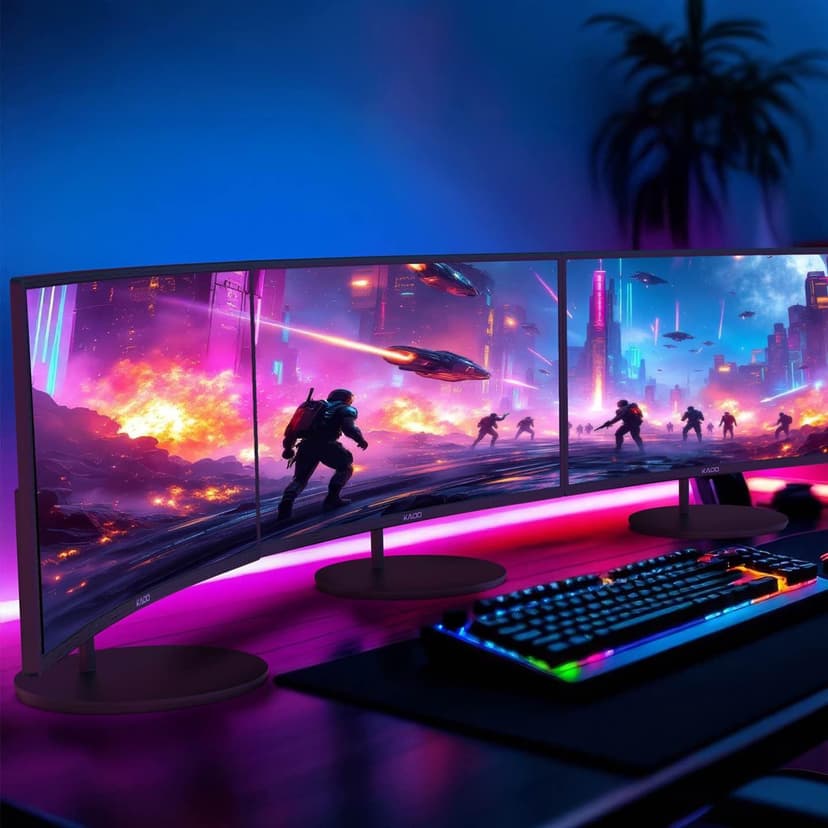 Kado Triple Monitor Setup - 3-Pack 27" Curved 1920x1080 Computer Monitor 1500R 75Hz VESA Mount HDMI Office Gaming Hybrid Built-in Speakers (C27X Trio Series)