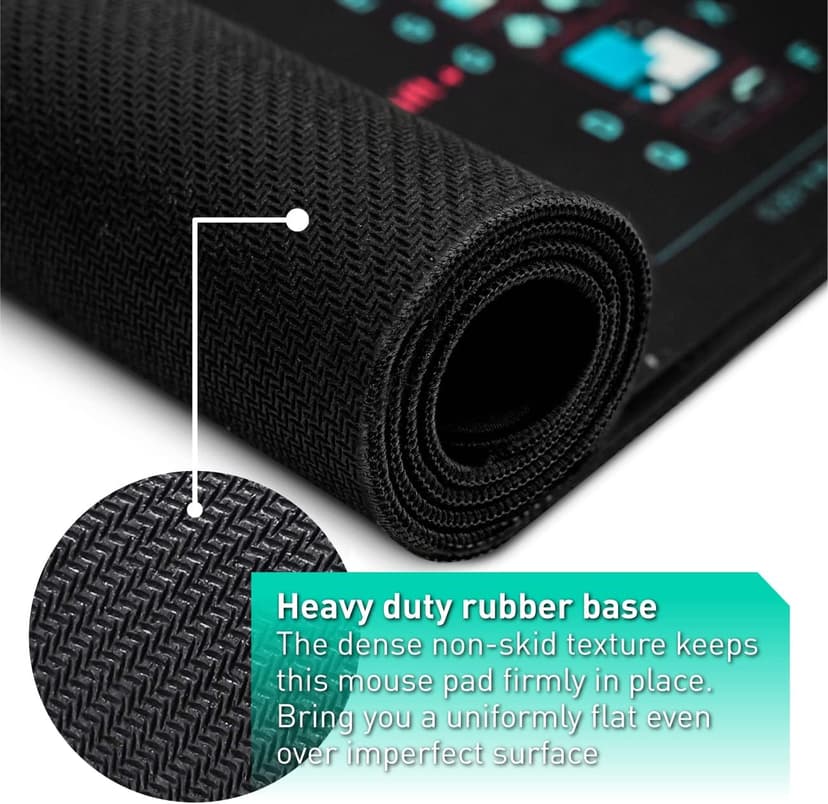 Pixiecube Windows, Office, Excel, Adobe Photoshop Shortcut Keys Extended Large Mouse Pad | Gaming Desk Mat for PC. Stitched Edge Non-Slip Base Mousepad, Keyboard Mat