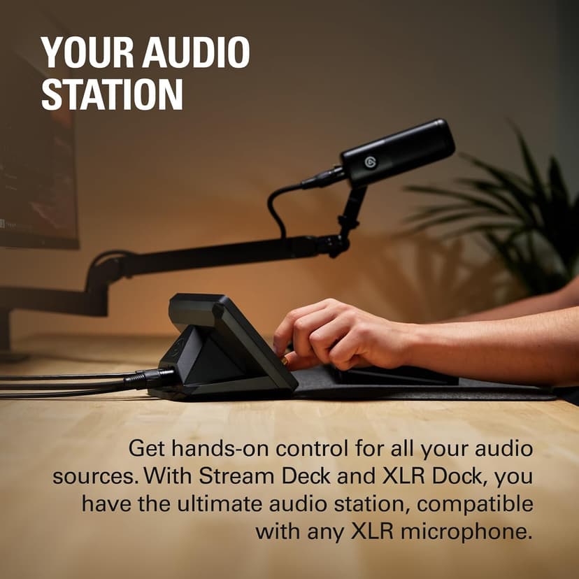 Elgato Stream Deck + XLR - Audio Mixer & Controller, Rear XLR-to-USB Mic Interface, Compatible with any Mic for Podcasting, Streaming, Content Creators, dials and LCD keys, PC/Mac