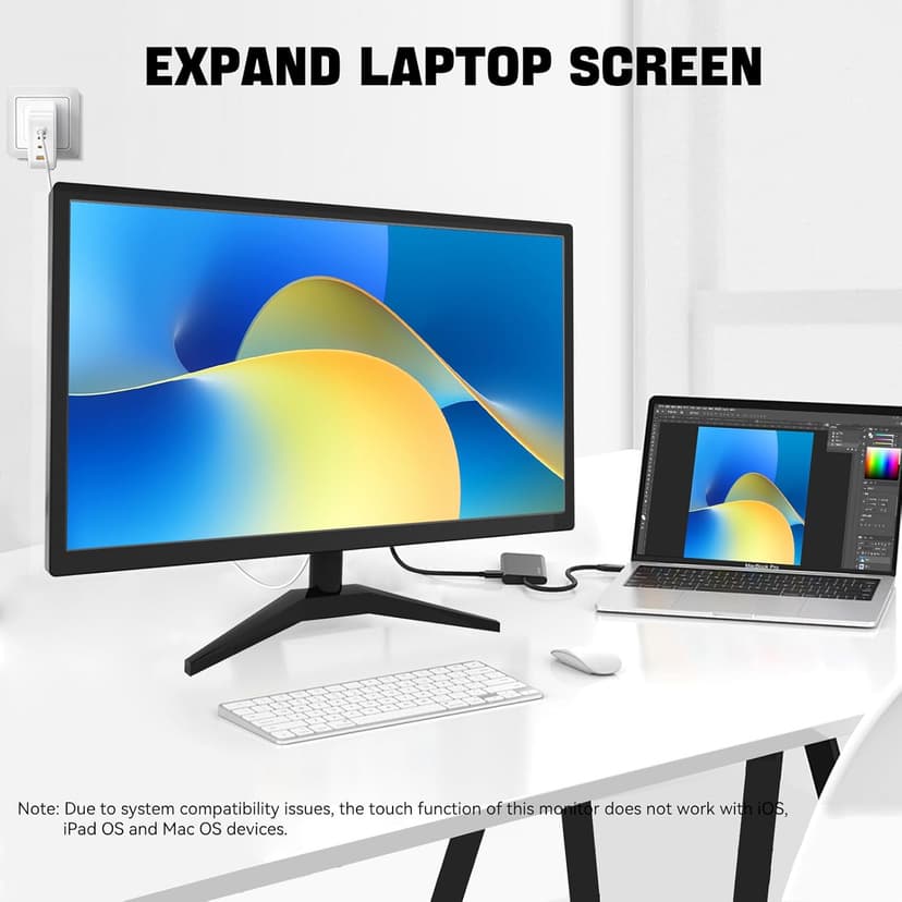 22" Touchscreen Monitor IPS FHD 1920x1080P PC Monitor, 10-Point Touch Screen Computer Display with HDMI VGA Ports, Built-in Speakers, VESA Wall Mountable, Black