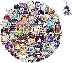 Genshin Impact Stickers Set 50pcs/60pcs/64pcs Cute Stickers for Water Bottles Genshin Impact Merch, Free Keychain (Set 3 (50 pcs))