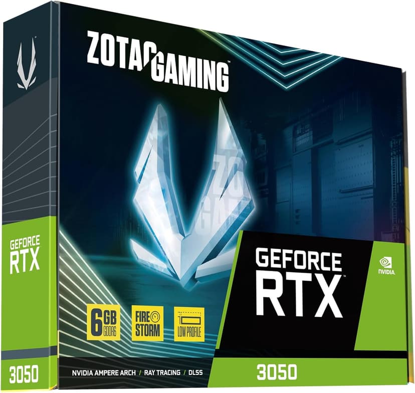 ZOTAC Gaming GeForce RTX 3050 6GB GDDR6 Low-Profile 96-bit 14 Gbps PCIE 4.0 Super Compact Gaming Graphics Card, ZT-A30510L-10L
