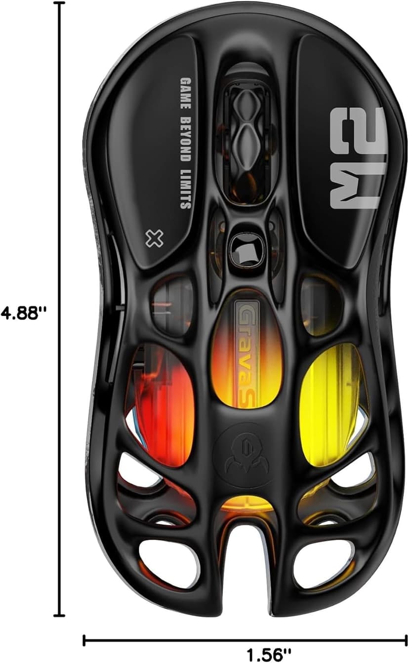 GravaStar Mercury M2 Wireless Gaming Mouse with 26,000 DPI, PAW3395DM Sensor -79g Lightweight Hollowed-Out Design -5 Programmable Buttons -5 Dynamic Lightsync RGB