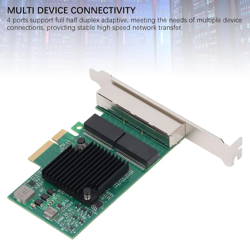 PCIe X4 Gigabit Network Card, 4 Port 1000Mbps Ethernet Adapter, for Desktop PC, Workstation, Server with 8 LED Indicators, Supports Wins Server, VMware ESX