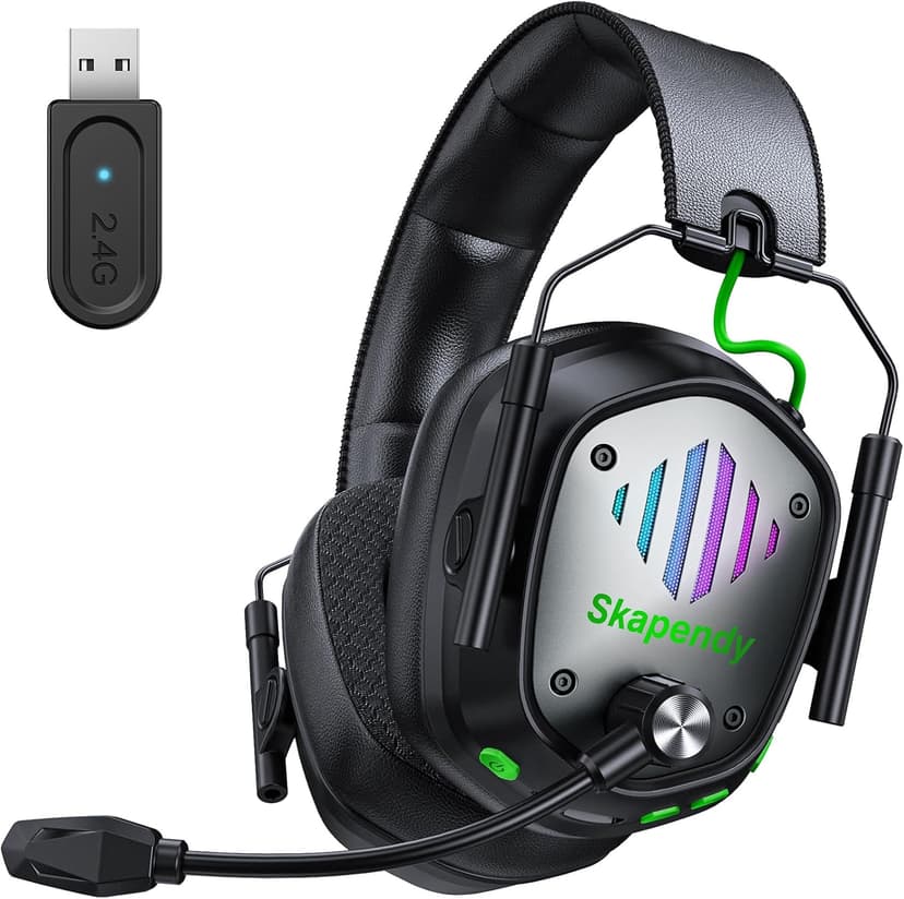 VK81 2.4GHz Wireless Gaming Headset for PS5, PS4, PC - Bluetooth Gaming Headphones with Noise Canceling Mic, Low Latency, Stereo Sound, 50+Hr Battery, RGB Headset Game Boy Accessories, Black