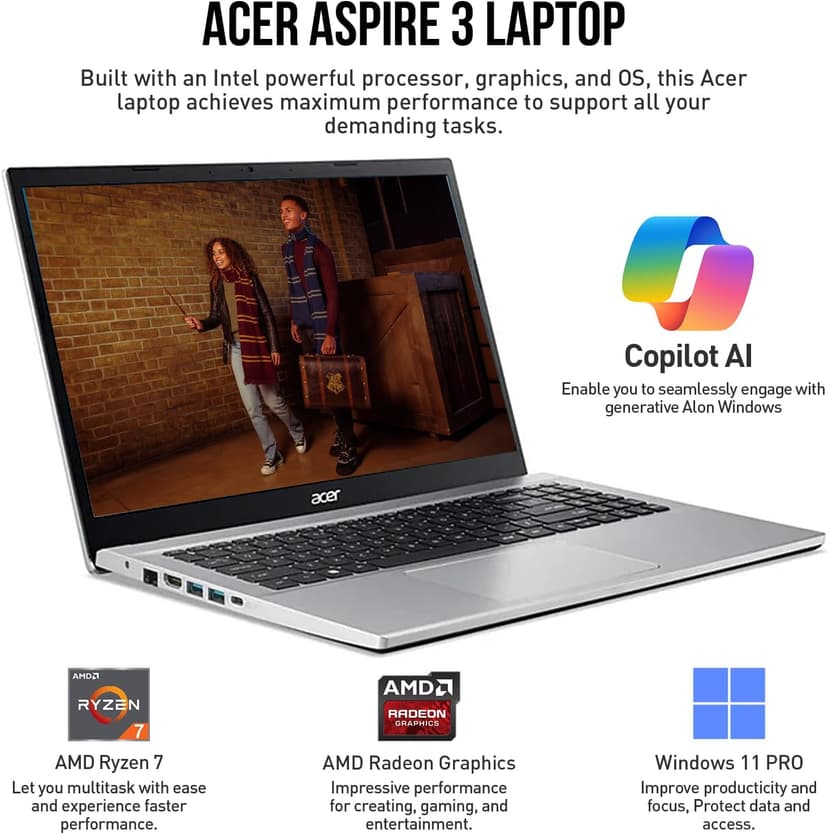 acer Aspire 3 15.6 Laptop Computer, 15 Inch FHD College Students Business Laptop PC, AMD Ryzen 7, 32GB RAM 1TB SSD+512GB Docking Set, Windows 11 Pro Lifetime Office,Ethernet Port,10-Key