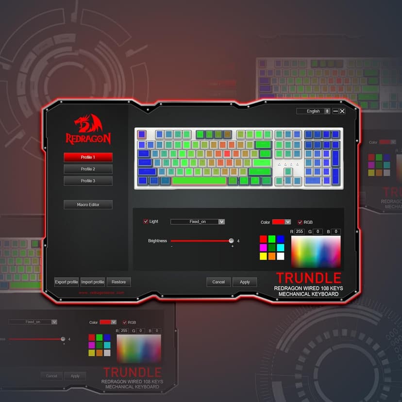 Redragon K668 RGB Gaming Keyboard, 108 Keys Wired Mechanical Keyboard w/Extra 4 Hotkeys, Sound Absorbing Foams, Upgraded Hot-swappable Socket, Mixed Color Keycaps x 2 Sets, Red Switch