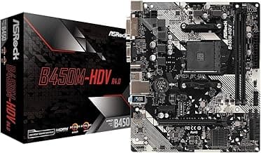 B450M-HDV R4.0 AMD B450 AM4 Socket Ryzen 2000 - 5000 Processors DDR4 3200 64GB HDMI DVI-D D-Sub Motherboard SATA 6Gb/s Micro ATX M.2