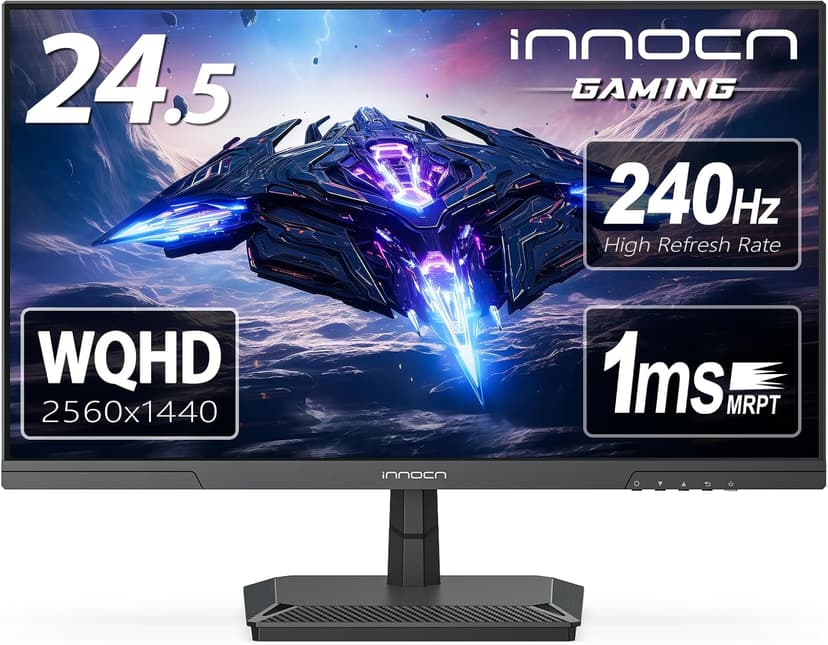 INNOCN 24.5" Gaming Monitor 1440p 240Hz QHD 2K PC Desktop Gaming Fast IPS HDMI 2.1 Display, DisplayPort, 1ms, Built-in Speaker, 25G2S