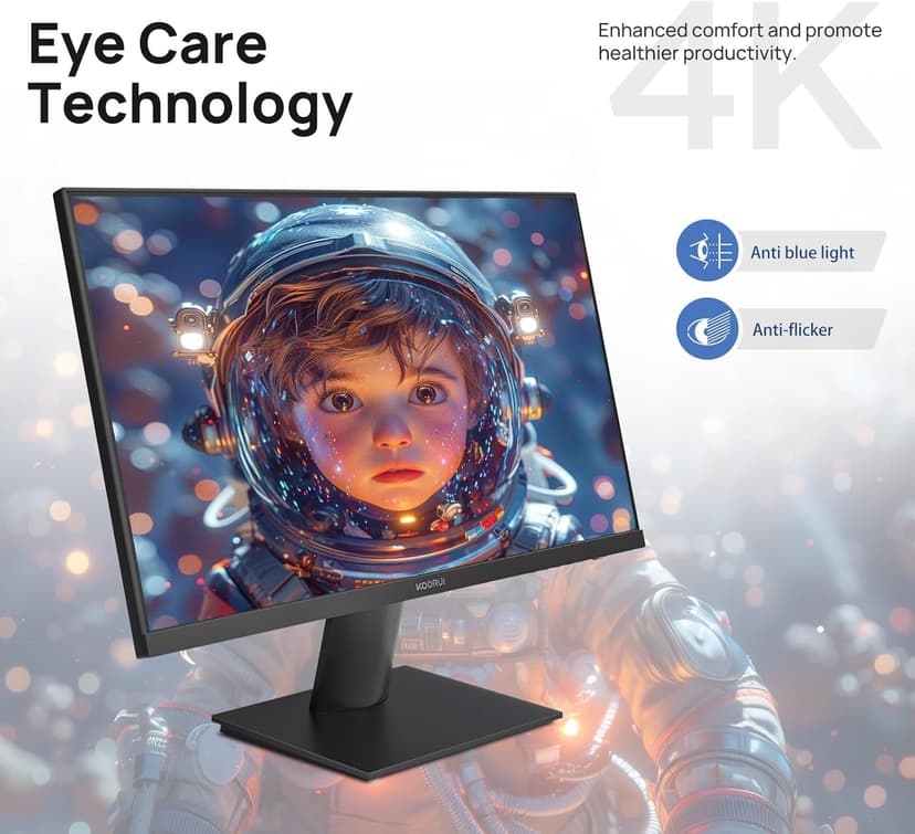 KOORUI 27 Inch 4K Monitor Computer UHD(3840 * 2160) IPS Display, 99% sRGB, 95% DCI-P3, 1.07 Billion Colors, Freesync & G-sync, Displayport & 2X HDMI, VESA 100 * 100mm, Tilt -5 to 20°, Audio Out (N07)