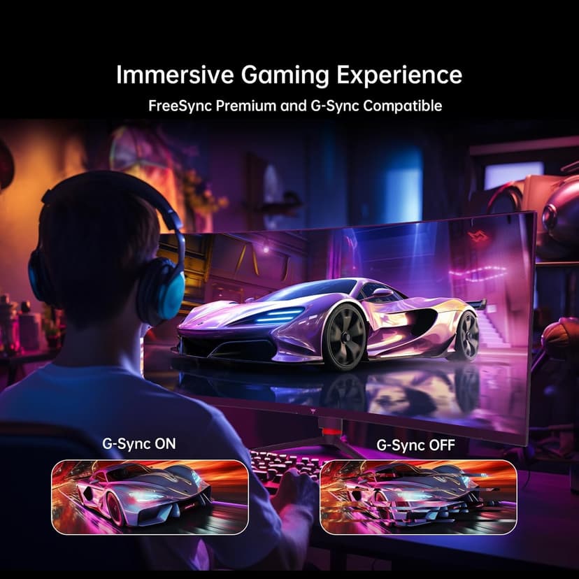 34'' Curved Ultrawide Gaming Monitor, 21:9, 3440x1440p 165Hz 1ms, 1500R Curved Monitor, Freesync G-sync, Picture by Picture,PIP, Height/Tilt/Swivel/Pivot
