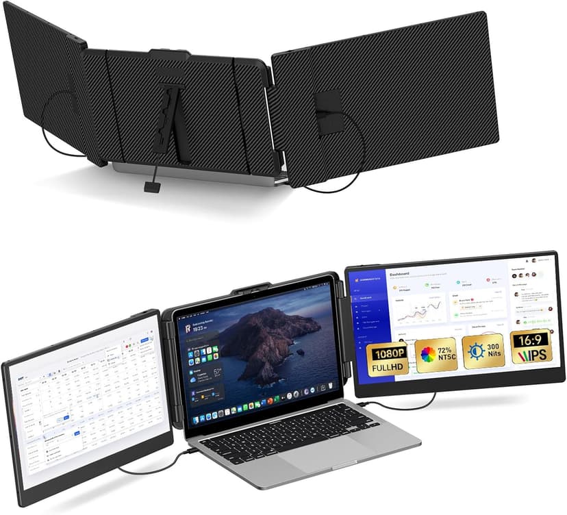 Laptop Screen Extender – 14" Portable Monitor for Laptop, Full HD 1080P IPS Display, USB-C & HDMI, Dual Speakers, 72% Color Gamut, for Work, Travel, Gaming