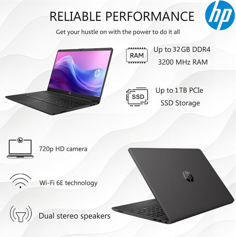 HP 15.6" FHD Laptop Computer Student and Business • The New Version for Everyday Use • AMD Dual-Core Silver CPU • 8GB RAM • 256GB PCIe • Type-C • RJ-45 • 1Yr Office 365 • Windows 11 Pro