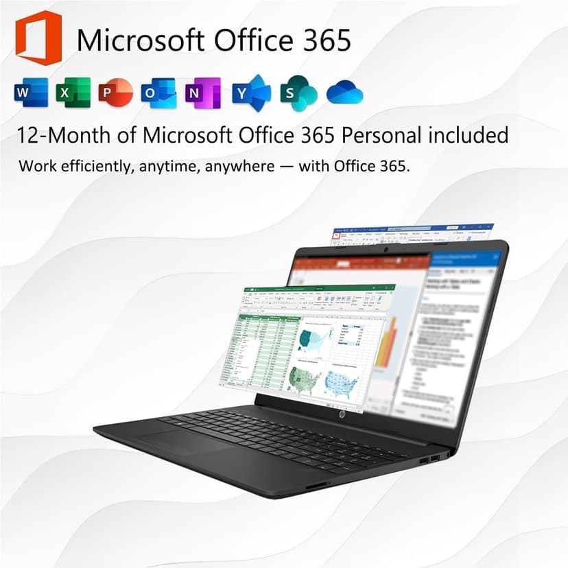 HP 15.6" FHD Laptop Computer Student and Business • The New Version for Everyday Use • AMD Dual-Core Silver CPU • 8GB RAM • 256GB PCIe • Type-C • RJ-45 • 1Yr Office 365 • Windows 11 Pro
