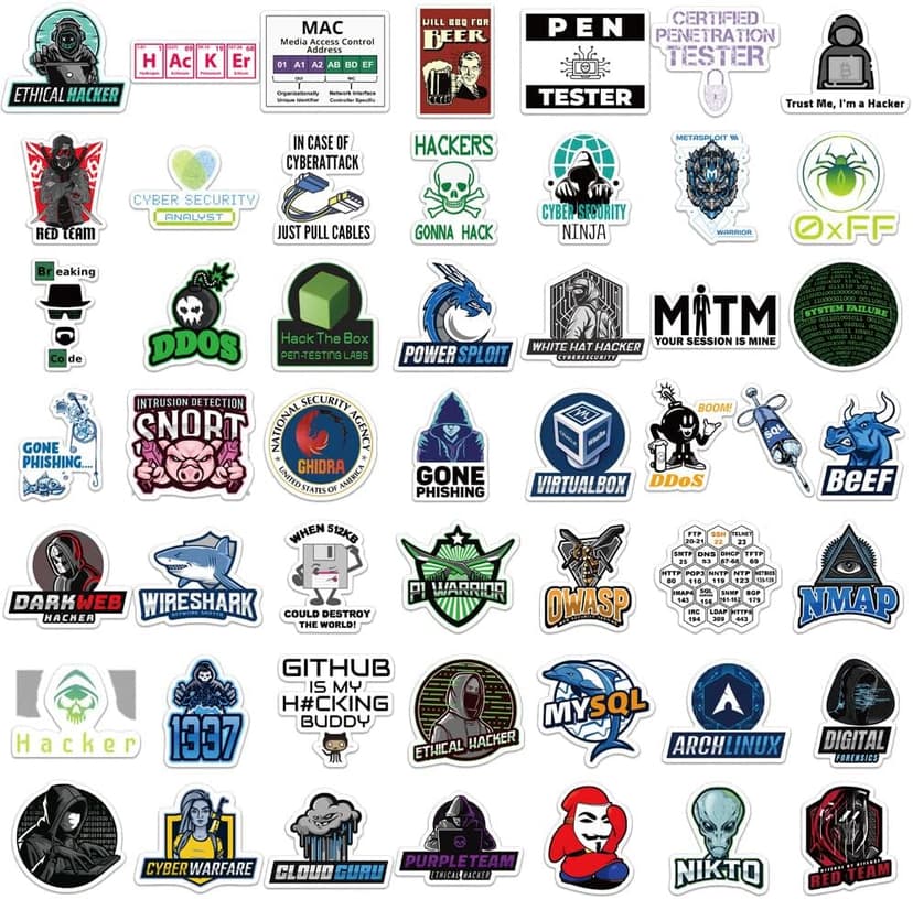 50pcs Vinyl Waterproof Hacker Programmer Stickers for Laptop,Car Bumper,Luggage,Skateboard,Water Bottles,Computer,Phone, Kids Teens Adults for Stickers