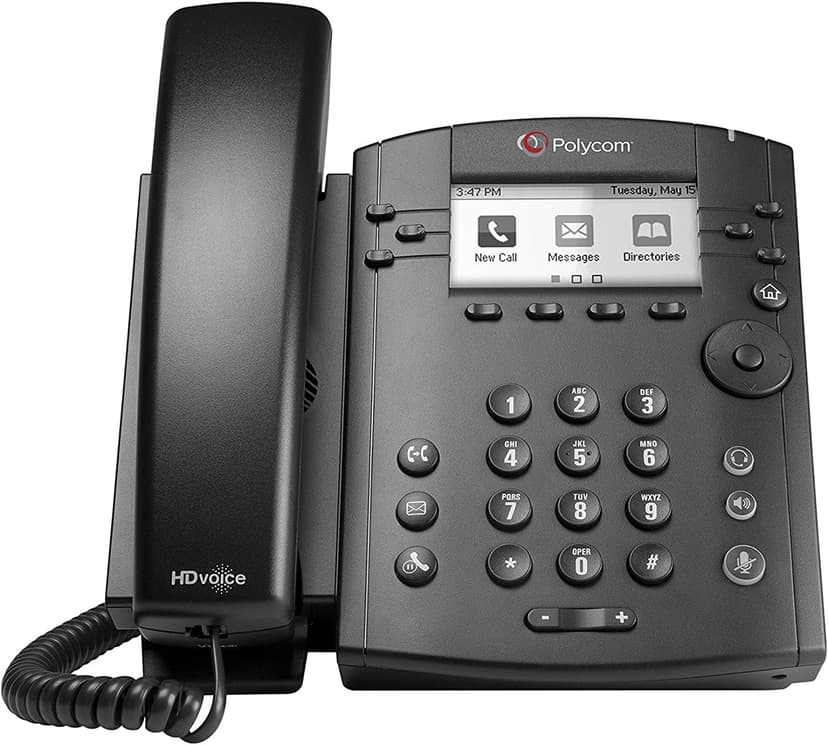 Polycom VVX300 Series Business Media Desktop Phone, PoE (2200-46135-025) Power Supply Not Included