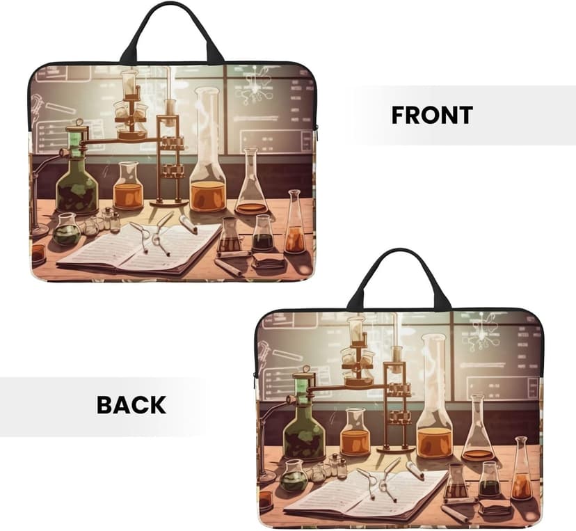 Chemistry Lab Laptop Case Sleeve 14 inch Shockproof Protective Notebook Case Travel Laptop Bag with Handle Waterproof Computer Cover Briefcase Handbags for Men Women
