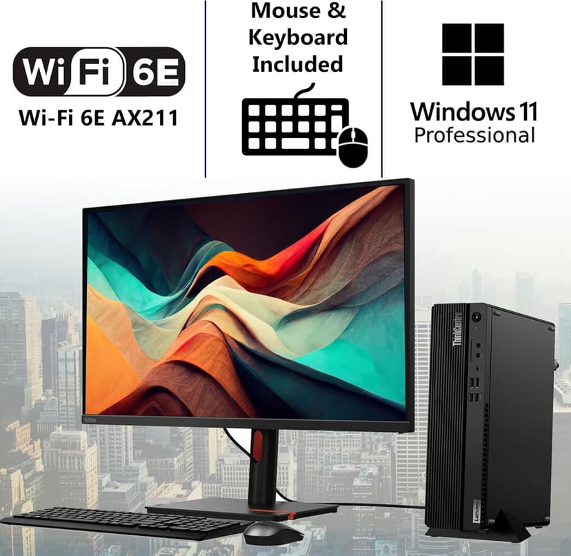 Lenovo ThinkCentre M70s Gen 5 SFF Intel i7-14700, 16GB DDR5 RAM, 512GB SSD, Wi-FI 6E + BT, RJ-45, HDMI, DP, Wired KB & Mouse, Windows 11 Pro, Business Desktop - Black