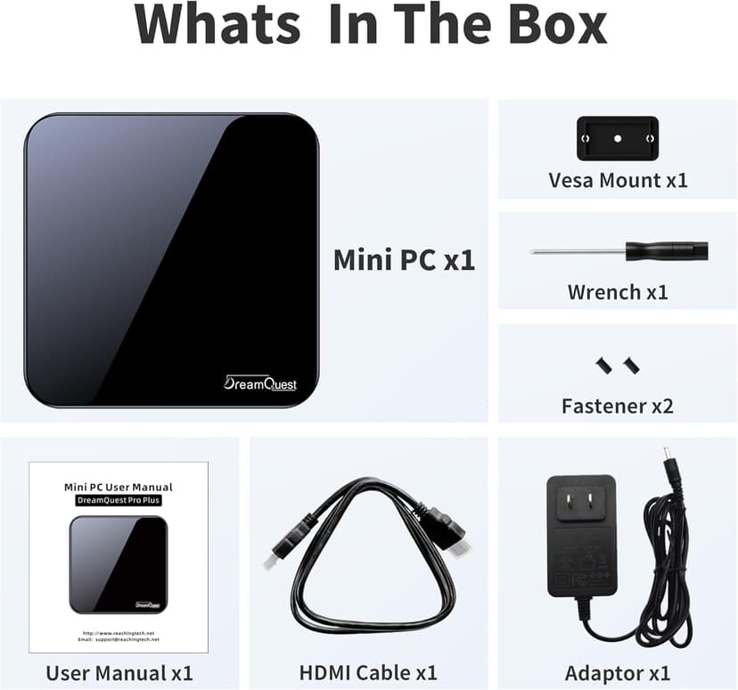 DreamQuest Mini PC Linux Preinstalled, Intel N150 (up to 3.6GHz) Mini Desktop Computers 16GB DDR4 512GB SSD, USB C, DP, HDMI, USB 3.2, Dual LAN,WiFi, Bluetooth, Support 4K 60Hz, Support Windows 11 Pro