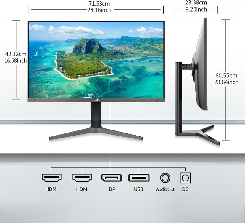 32 inch 4K UHD (3840 x 2160) Monitor IPS Ultra-Thin Computer Monitor 60Hz sRGB 100% Built-in Dual Speakers HDR10 VESA DisplayPort HDMI Height/Tilt/Pivot Adjustment