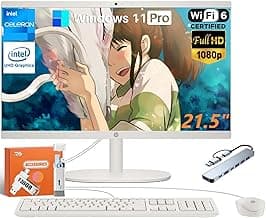HP 2025 All-in-One Desktop PC, 21.5" FHD Display, Intel Celeron J4025 Processor, 32 GB RAM, 1 TB SSD, Wired Keyboard & Mouse, 720P Webcam, Wi-Fi 6, HDMI, Bluetooth, Windows 11 Pro, w/Accessories
