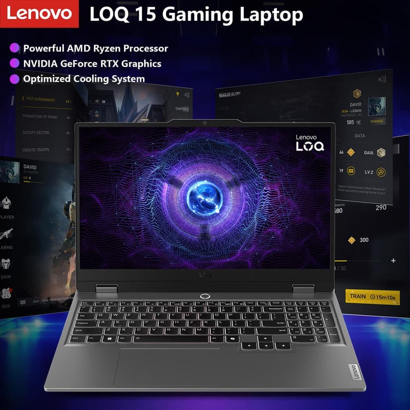 Lenovo LOQ 15 15ARP9 RTX 4050 Gaming Laptop, 15.6 FHD 144Hz IPS Display, AMD Ryzen 7 7435HS, NVIDIA GeForce RTX 4050, 32GB DDR5 RAM, 1TB SSD, Backlit Keyboard, Wi-Fi 6, Bundle with PCO Laptop Cooler