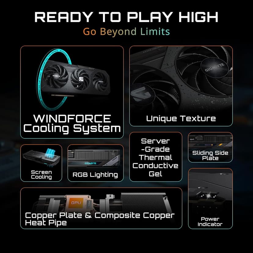 GIGABYTE Radeon RX 9060 XT Gaming OC 8G Graphics Card, PCIe 5.0, 8GB GDDR6, GV-R9060XTGAMING OC-8GD Video Card