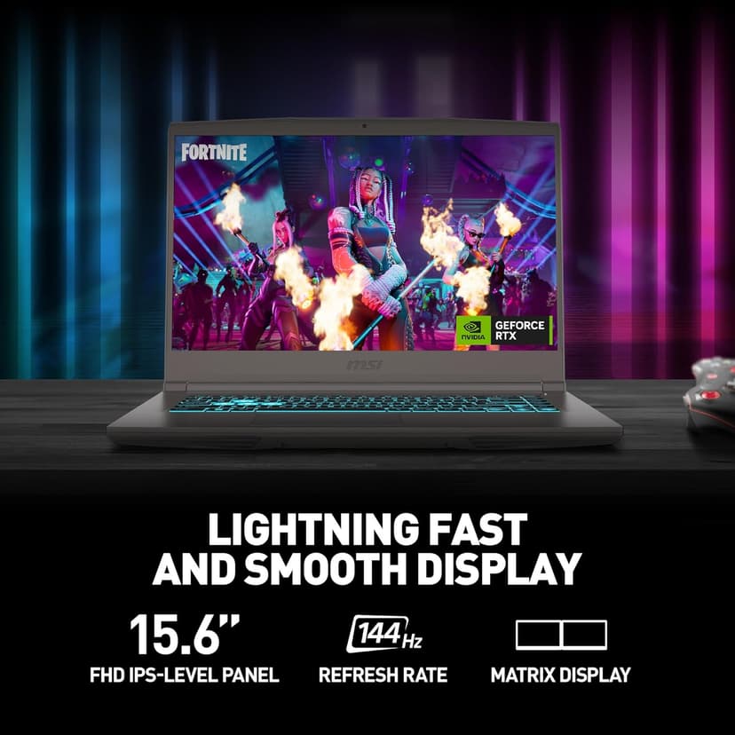 MSI Thin 15 15.6” 144Hz FHD Gaming Laptop: Intel Core i7-13620H, NVIDIA Geforce RTX 4050, 16GB DDR4, 512GB NVMe SSD, WiFi 6E, Win 11: Black B13VE-2678US