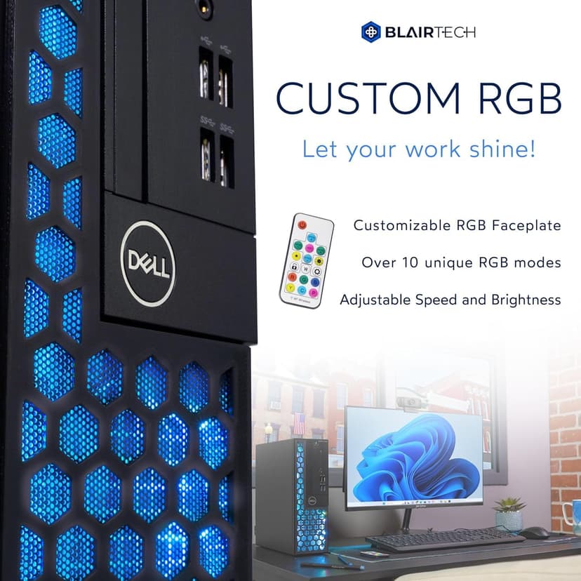 BlairTech RGB Desktop Computer - Intel i5-8500 CPU (3.2GHz) | 16GB DDR4 RAM | 1TB SSD Solid State | Windows 11 Professional | Home or Office PC | WiFi + Bluetooth