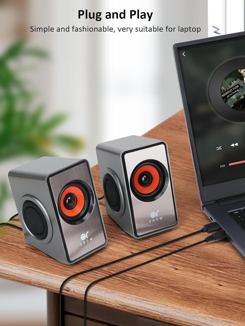 OROW Computer Speakers,12W Mini Desktop Speaker with Volume Control, 3.5mm AUX Speaker, USB Powered Laptop Speakers,Great for PC/Monitor/mac/iMac/Projector(S206)