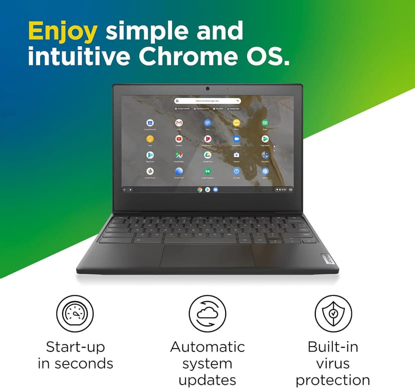 Lenovo IdeaPad 3 11 Chromebook Laptop,11.6" HD Display,Intel Celeron N4020, 4GB RAM, 64GB Storage, UHD Graphics 600, Chrome OS, Onyx Black
