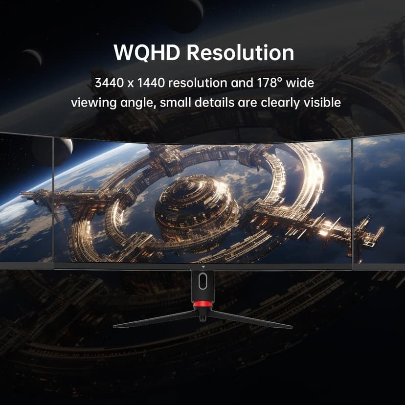 34 Inch Ultrawide Monitor, 165Hz WQHD 3440X1440 Curved Gaming Monitor, 1500R PC Monitor, HDR, FreeSync & G-Sync, HDMI, DisplayPort, VESA, Tilt Swivel Height Pivot Adjustment, H34S18S